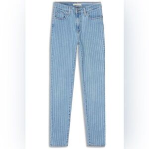 Levi's 501 Women's Blue Striped Straight Leg Jeans